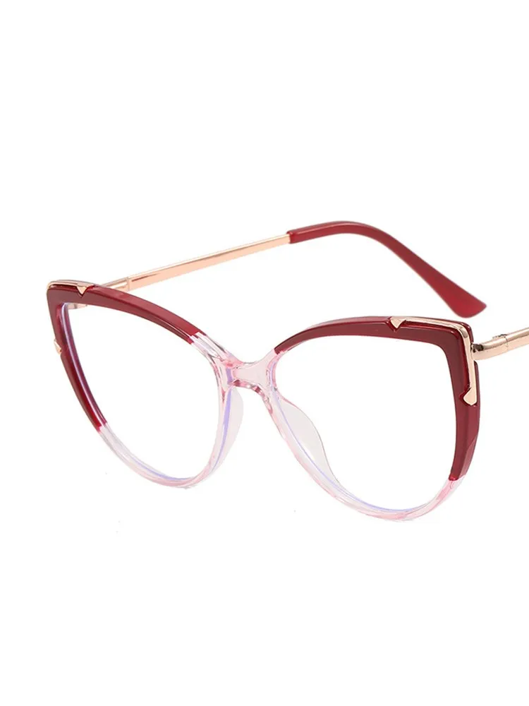 Metal Cat Eye Glasses Frame Woman Fashion TR90 Brand Designer New Trend Cateye Computer Eyewaer Gradient Color Frame Eyegalsses