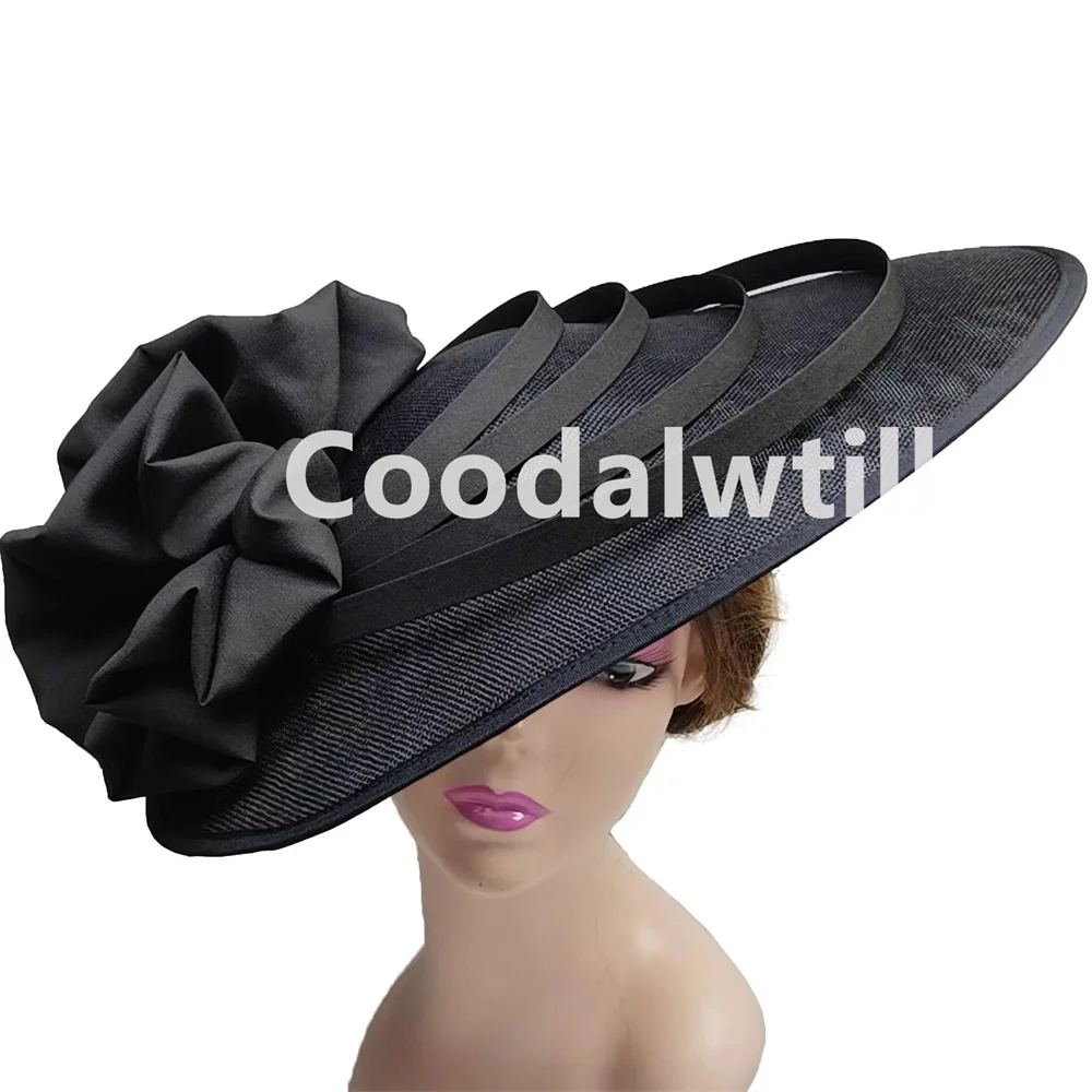 Sombrero grande elegante de Kentucky para mujer, tocado elegante de boda, pastillero de Ascot real, tocado de flores, sombrero de fiesta para novia