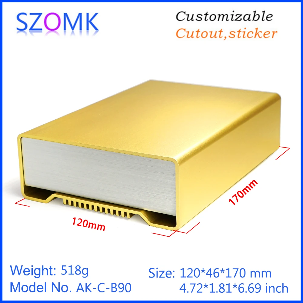 Carcasas electrónicas personalizables para amplificador de pcb, caja de aluminio para proyectos electrónicos, 1 piezas, 120x46x170mm