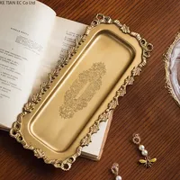 European style luxury brass storage tray Aromatherapy candles perfume storage tray High end bedroom dressing table jewelry dish