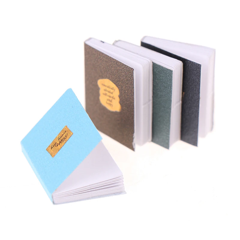 12Pcs/set 1:12 Dollhouse Miniature Book Model Notebook Doll House Study Decor Gift  Paper Book Mini