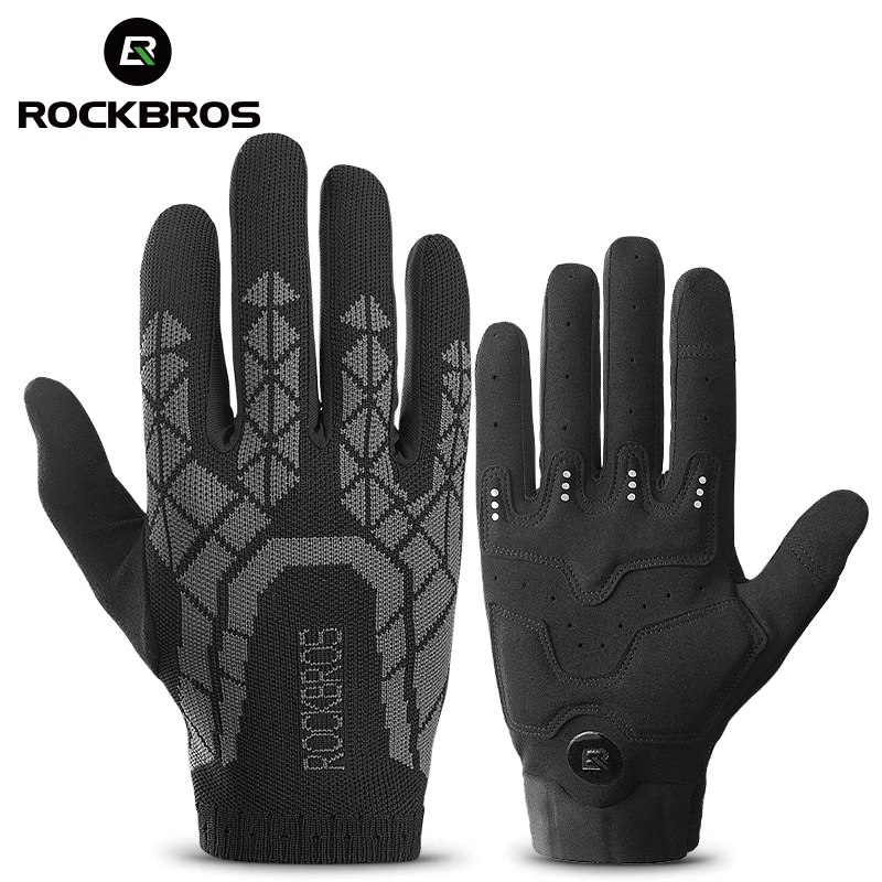 ROCKBROS Spring Autumn Mortorcycle Gloves SBR Breathable Full Finger Bicycle Gloves Screen Touch Shock Absorber Cycling Gloves