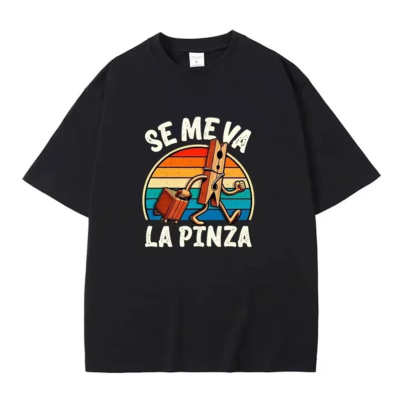 Men's Se Me Va La Pinza T-Shirt Funny Spanish Jokes Y2k Vintage T-shirt For Men 100% Cotton Soft Casual Tee Tops