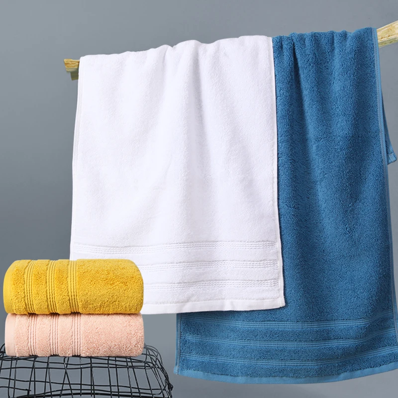 80cm solid color pure cotton enlarged thick towel, large weight and heavy size, suitable for showering, wiping faces, adults