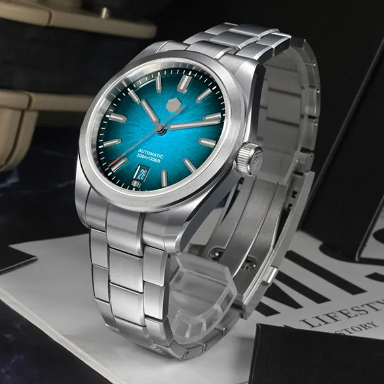 San Martin Men Automatic Watch 39mm Mechanical Wristwatch 10Bar BGW-X1 Luminous Sapphire "JianZhan" Gada Dial Miyota 9015