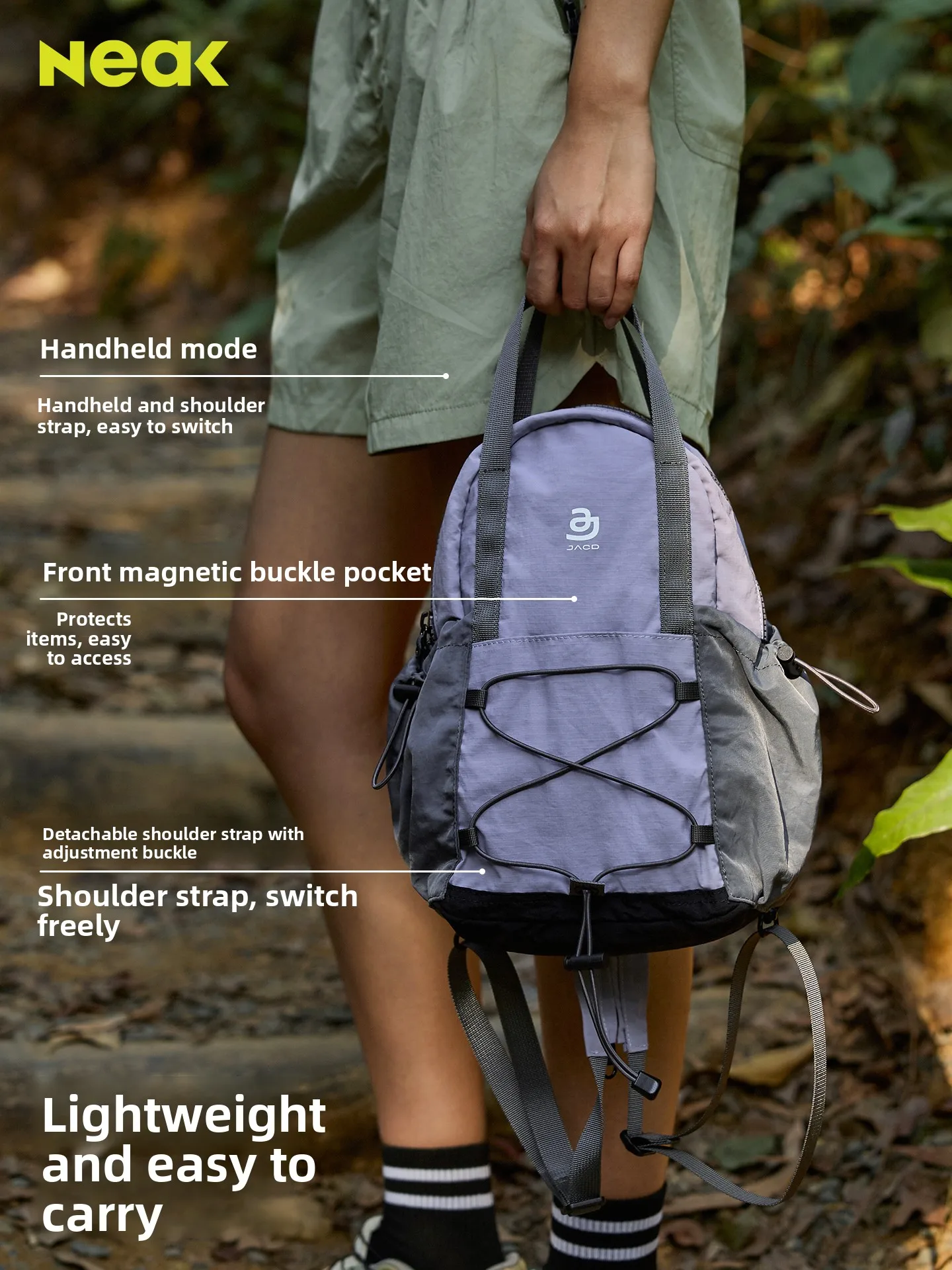 NEAK Lightweight Outdoor Women's Backpack  Versatile Travel Hiking Bag Durable Water Resistant Square Shape for Climbing