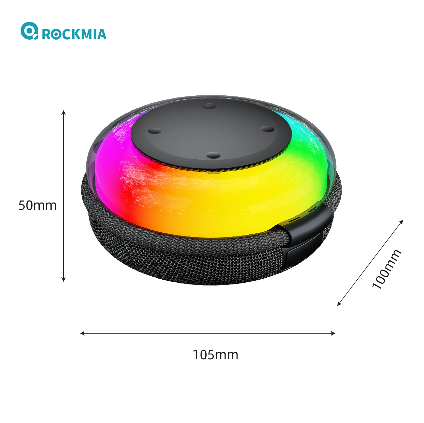 Rockmia  EBS-310 Mini Portable RGB Speaker With Fabric Mesh Handle Bluetooth 5.3 Outdoor Waterproof  IPX4 Stereo Music Box