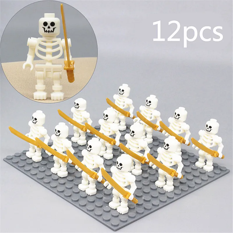 

Medieval Castle Knight Soldier Warriors Skeletons Model Building Blocks Strong Orcs Figures Collection Toy for Children Gifts