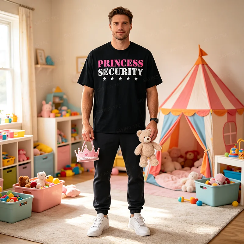 Prinzessinnen-Sicherheits-Geburtstagsparty Lustiges Papa-Mädchen-Freund-T-Shirt Y2k Herrenmode Vater-Ehemann Neuheit Geschenk Persönlichkeits-T-Shirt – Detail 4