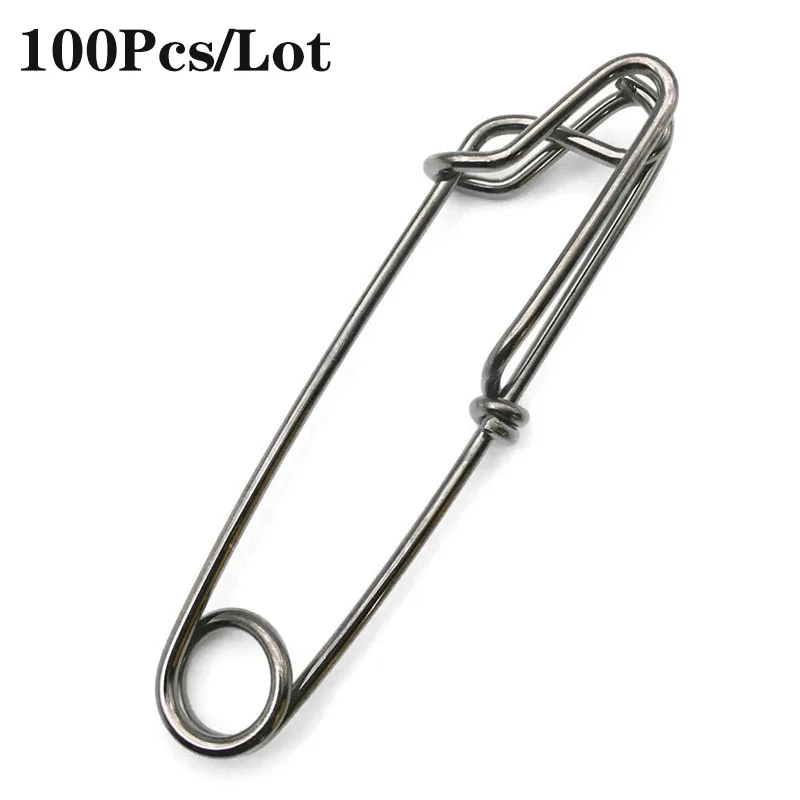 100Pcs Stainless Steel Long Line Clip Snap Fishing Swivel Accessories Long Line Branch Hanger Connect Tuna Fishing Open Eye Pin