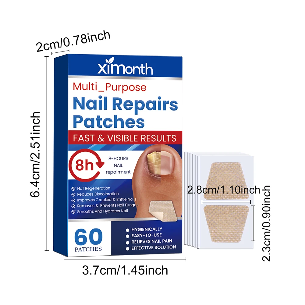 60 ชิ้นเชื้อราเล็บเท้า Patch Breathable เล็บแพทช์ซ่อมเล็บ Recover Patch กันน้ําสําหรับเล็บเปลี่ยนสีหรือเสียหาย