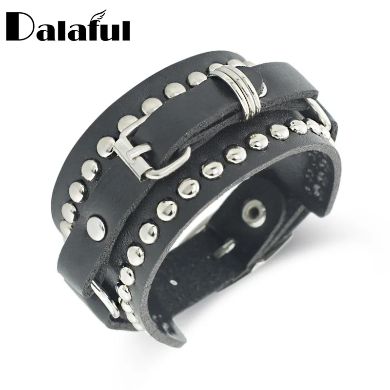 Unisex Punk Rivet Wide Cuff Leather Belt Buckle Bracelets & Bangles Gothic Rock Bracelets For Women Men S331