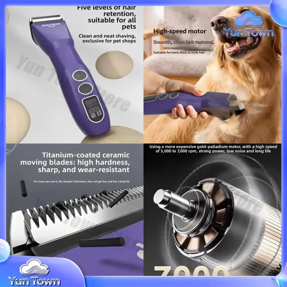 Professional Pet Hair Trimmer 5-Speed Cordless Electric Pet Grooming Trimmer, Dog Grooming Kit, Suitable for Pet Stores