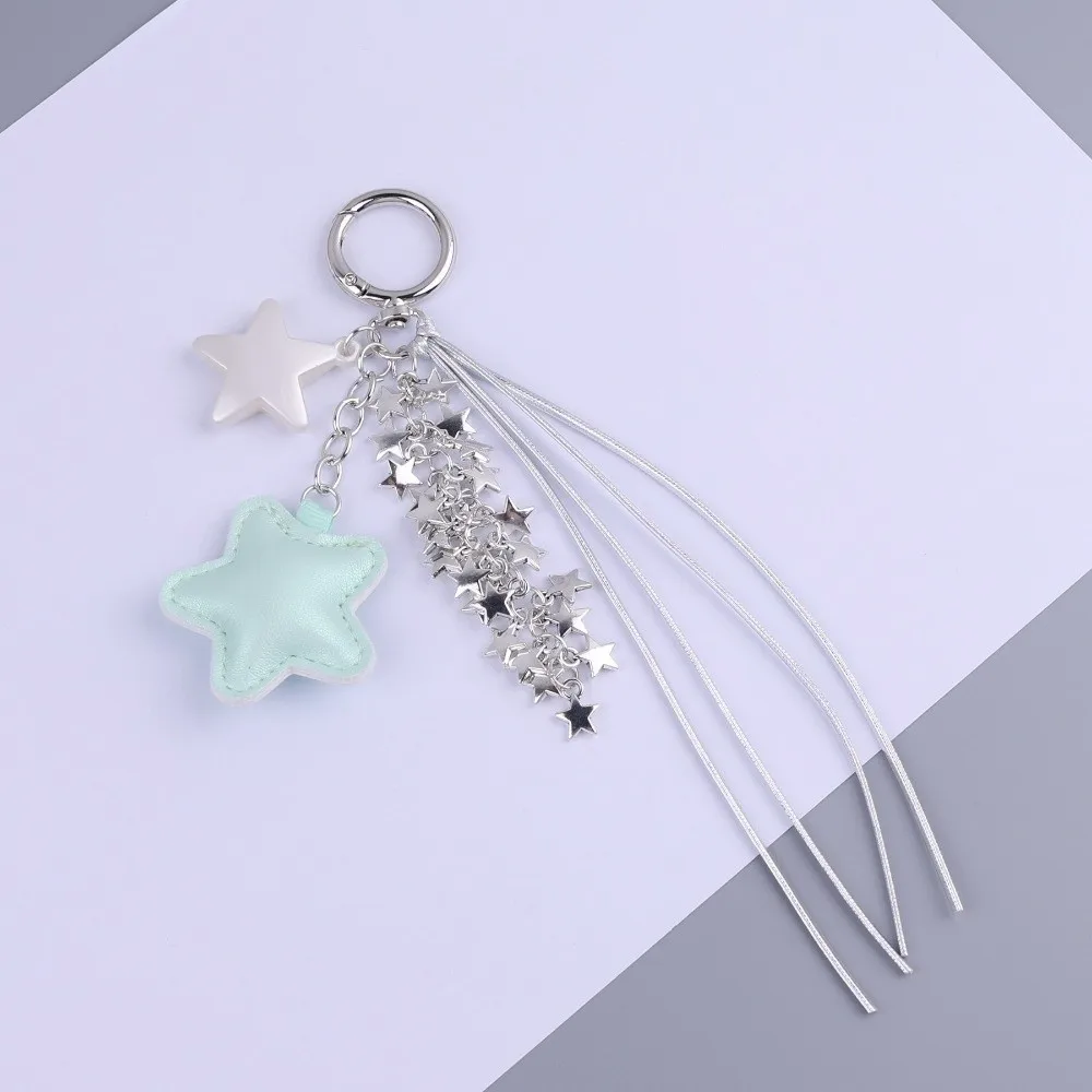 Sweet Trendy Colorful Star Bag Pendants Silver Elegant Tassel Multifunctional Keychains Lightweight Bling Phone Strap Home
