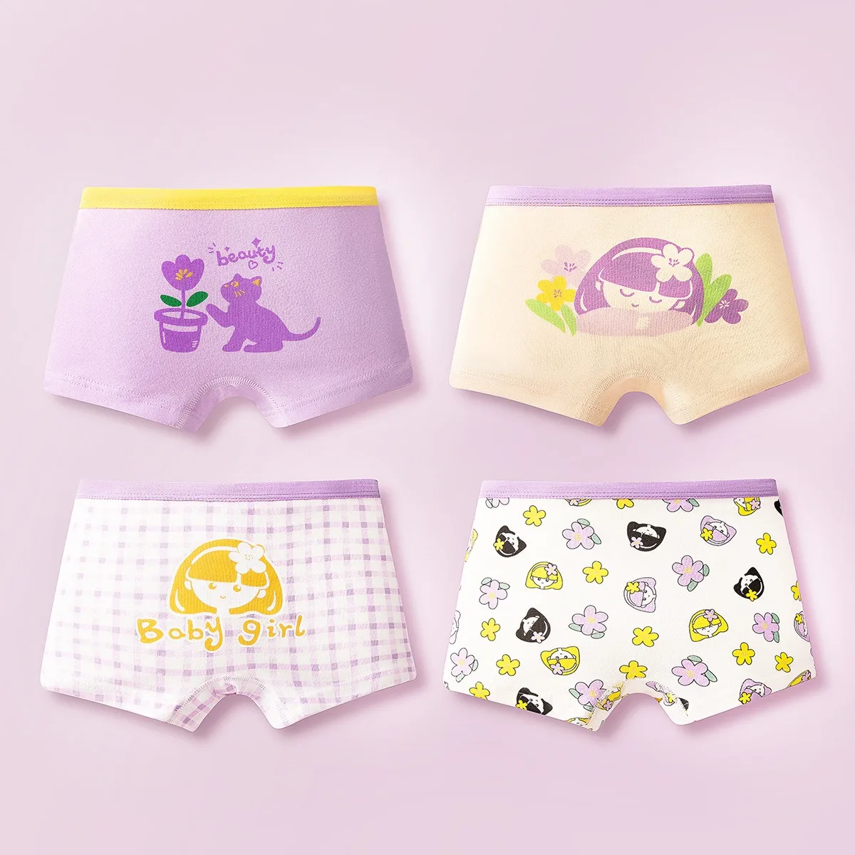 4 Pcs/Lot Girl Underwear for Kids Cotton Double Layer Crotch Breathable Boxer Panties Soft Cute Girls Briefs Children Underpants