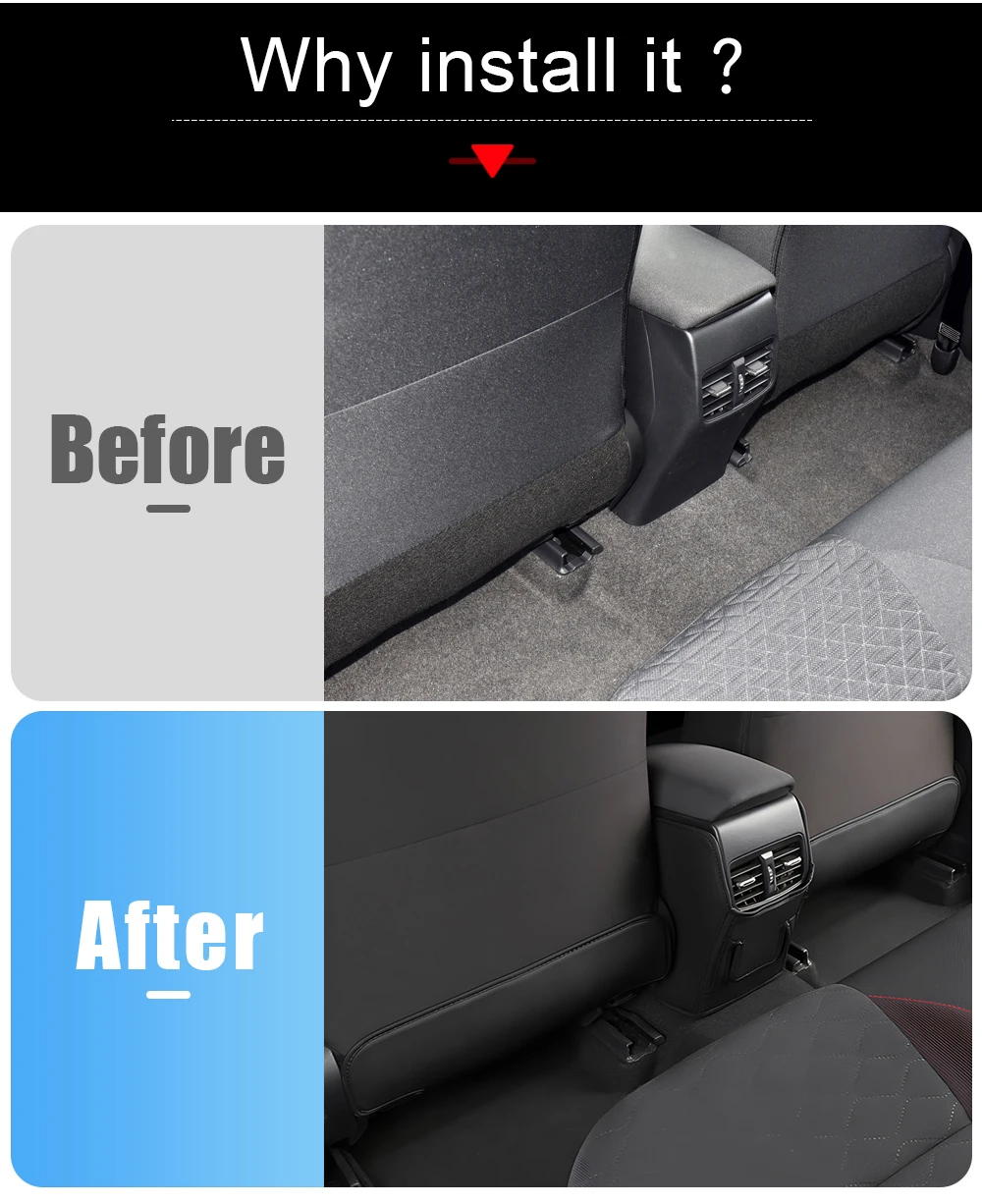 Für Toyota Corolla E210 2019 2020 2021 2022 2023 2024 2025 2026 Hybrid PU-Leder Sitzrückenabdeckung Anti-Kick-Matten Zubehör – Detail 2