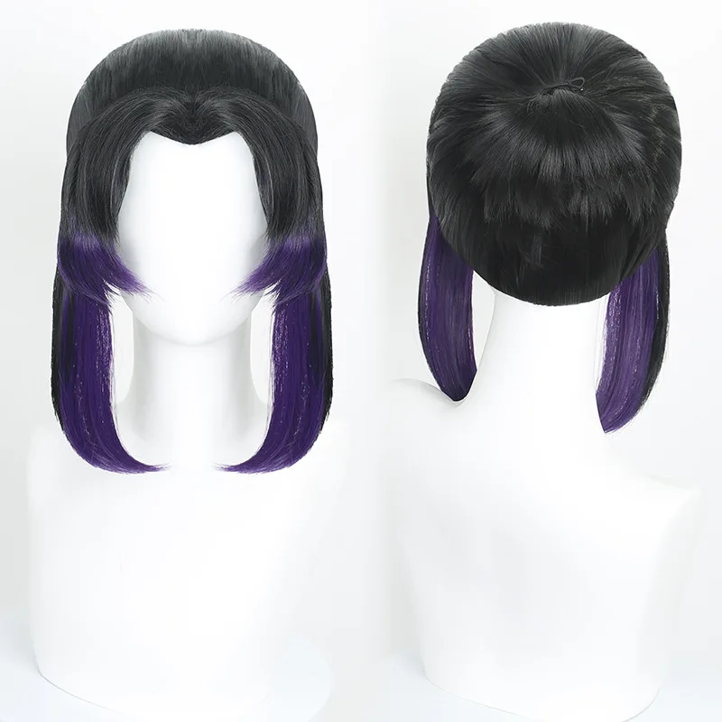 

Butterfly Ninja Inspired Synthetic Wig Black Purple Ombre Ponytail Short Hair High Temp Fiber Anime Cosplay Party Costume