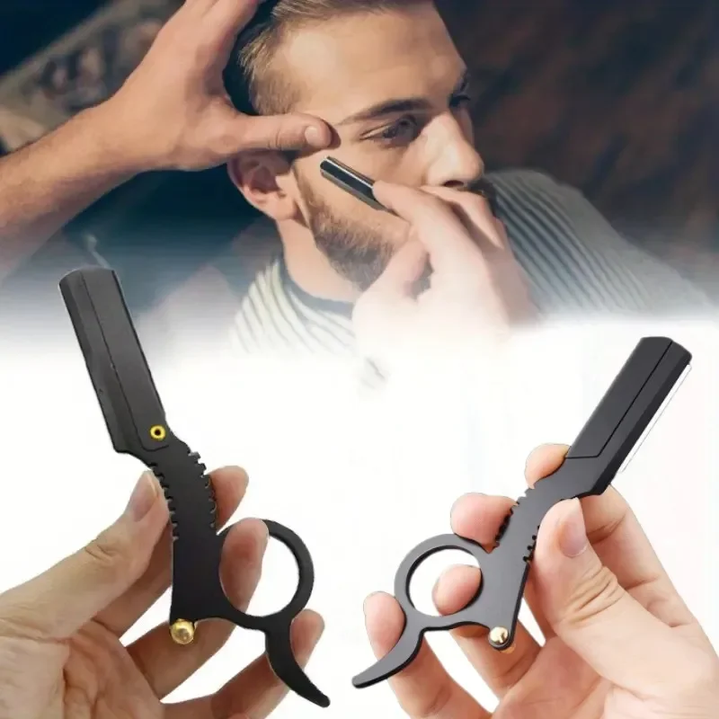 Thumb Manual Razor Straight Edge Haircut Beard Eyebrow Shaver Men Depilation Razor Hairdresser Trimming Replaceable Blades