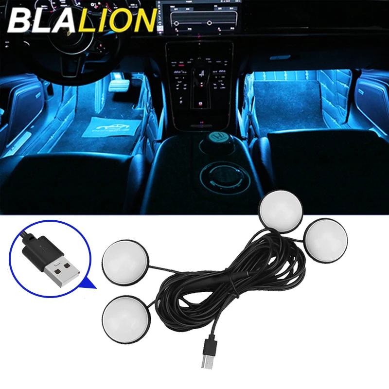 BLALION LED Car Foot Ambient Light 3 Color With USB Neon Mood Lighting Car Interior Environment Lamp Decorative Atmosphere Light