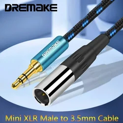 Кабель-переходник DREMAKE 3-контактный Mini XLR на разъем 3,5 мм, стерео аудио 1/8 дюйма TRS 3,5 мм, штекер Mini XLR для наушников камеры