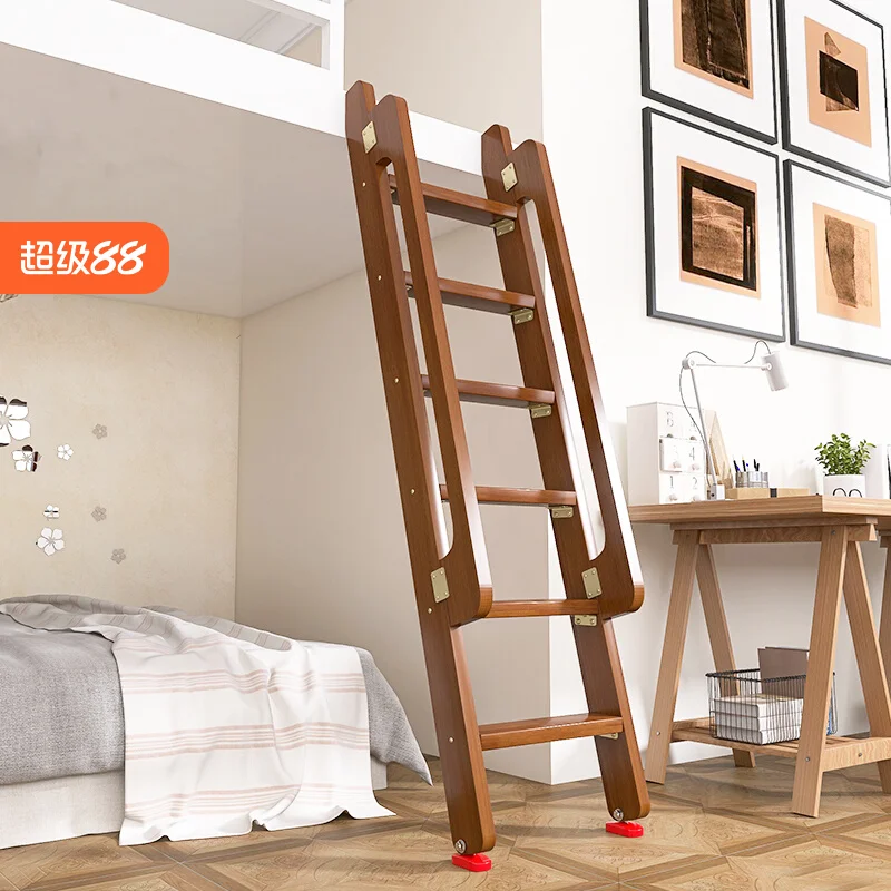 Household wooden ladder upper and lower bunk stairs Attic solid wood stairs upper and lower bed special dormitory