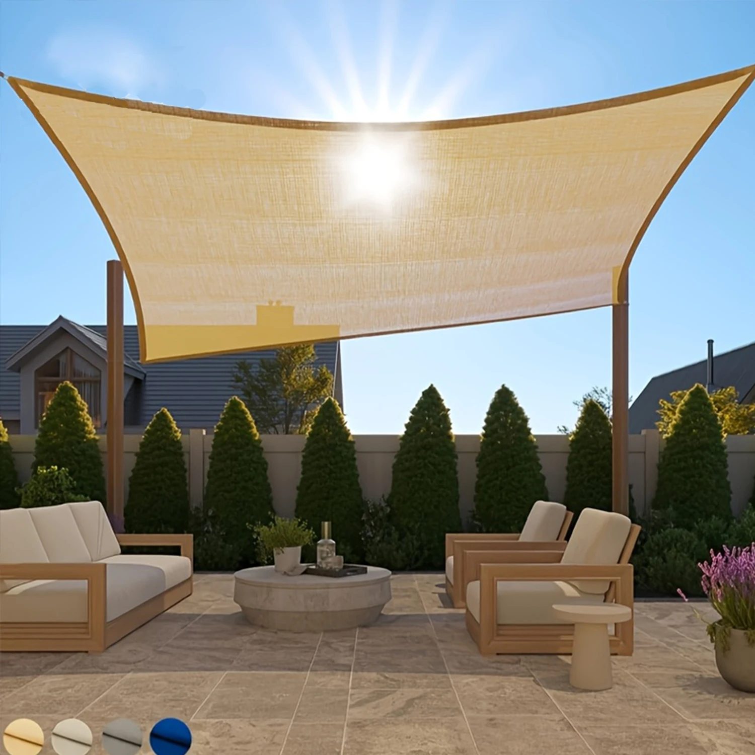 10x10ft Sun Shade Sail Square Canopy Cloth Fabric Screen, Shade Net, Water and Air Permeable & UV Resistant, Heavy Duty, Carport Patio Outdoor