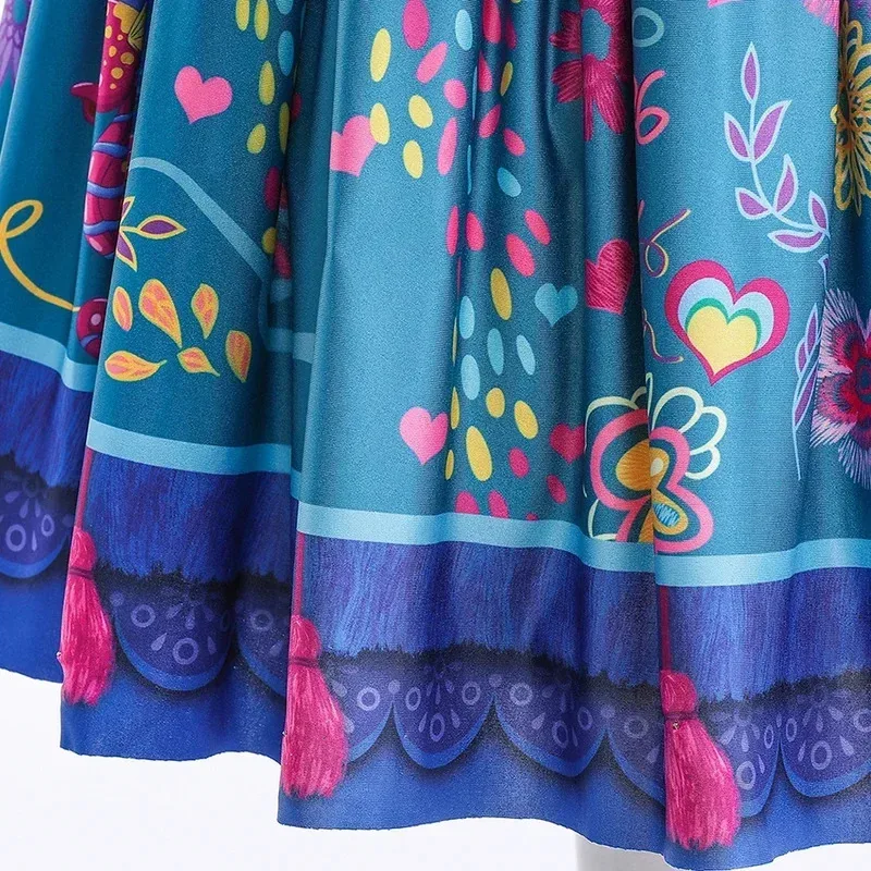 الفتيات الأميرة زي الأطفال Encanto هالوين فستان محكم من عند الصدر ويتدلى بشكل واسع ملابس الأطفال ميرابيل الكرتون طباعة يتوهم