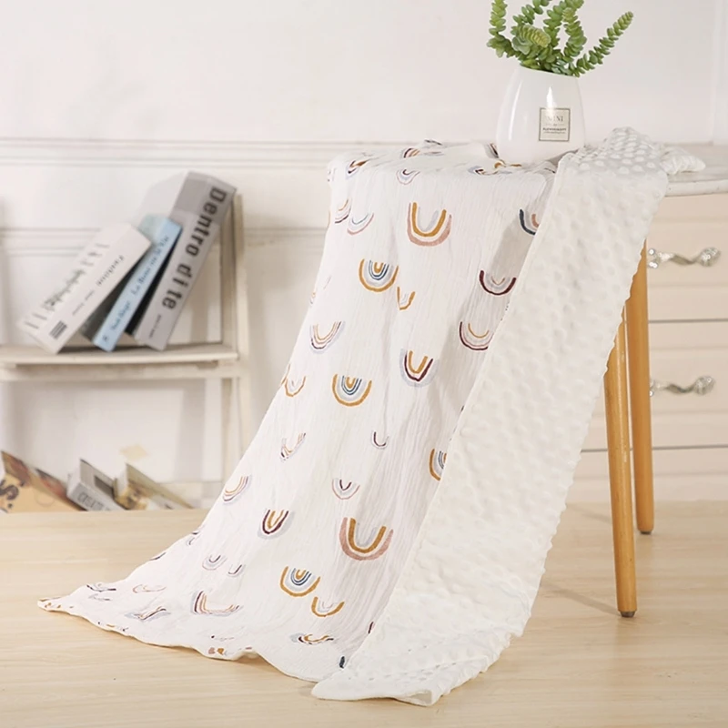 Couverture colorée pour bébé, pour garçons filles, couverture douce pour bébé avec support à pois Double couche, pour berceau