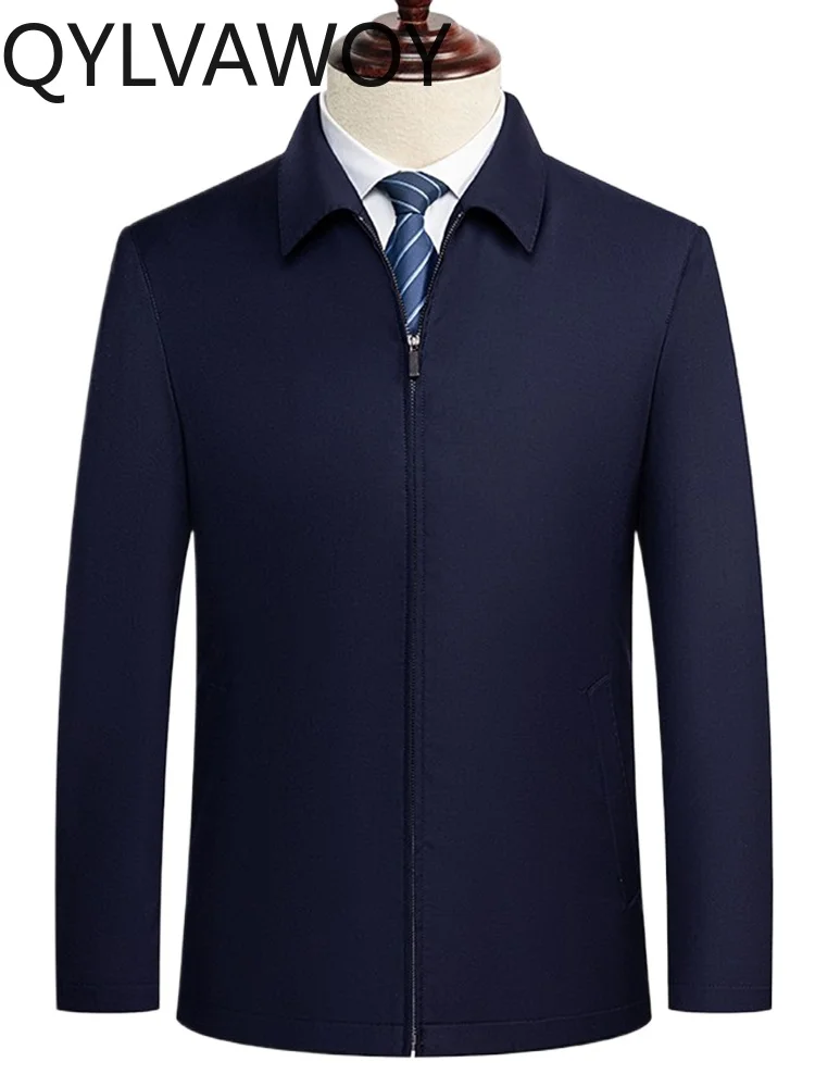 

QYLVAWOY 100% шерсть мужская среднего возраста среднего возраста пожилые весенне-осенние тонкие куртки Италия пряжа шерсть верхняя одежда LJ2120