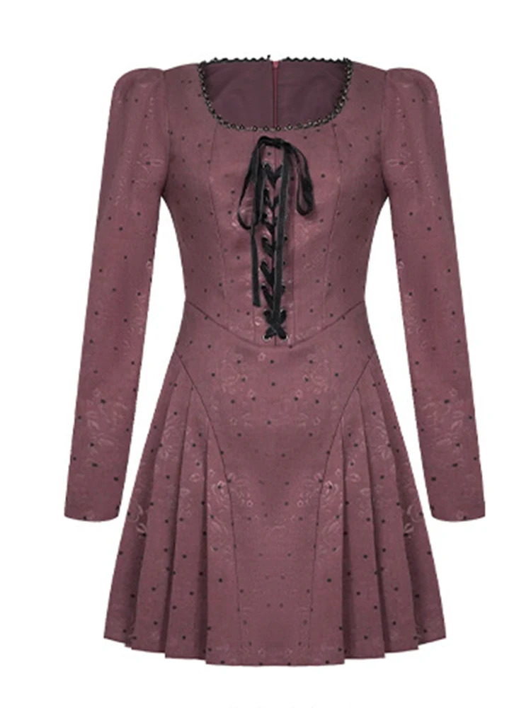 Minivestidos Retro franceses para mujer, ropa dulce y bonita, vestido plisado con cordones, Vestidos de fiesta de calle alta para mujer, pausa para café