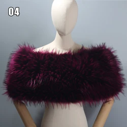 Autumn Winter Women Faux Fox Fur Collar Faux Fur Shawl Scarves Female Winter Warm Furry Neck Wrap Wedding Warps Bridal Fur Stole