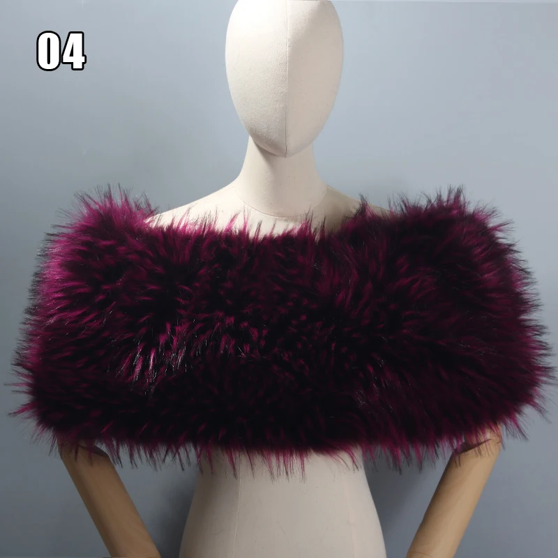 Jesień Zima Kobiety Faux Fox Fur Collar Faux Fur Shawl Scarves Female Winter Warm Furry Neck Wrap Wedding Warps Bridal Fur Stole