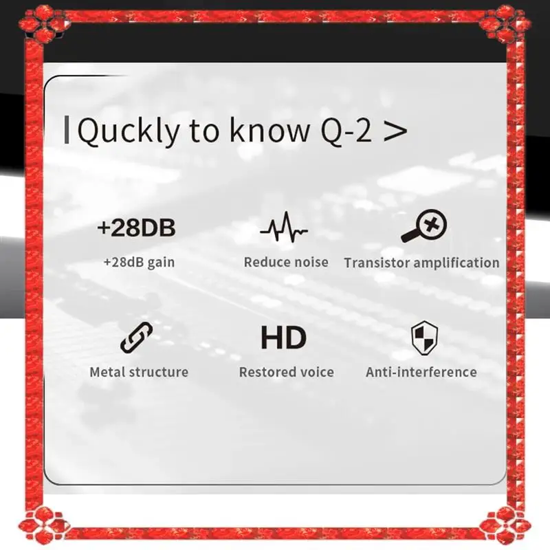 

24-часовая доставка TEYUN, 1 шт., черный микрофон Q2, динамический предусилитель, усиление 28 дБ, динамический микрофонный усилитель, 48 В, металлическая конструкция Q-2 Fo