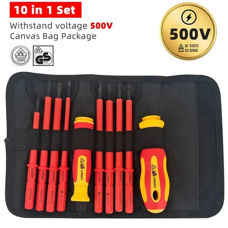 Neuer Sechskantschraubendreher, isolierter Elektriker-Schraubendreher, hohe Härte, Set für den Haushalt, magnetisch, Kreuzwortform, Pflaumenblüte