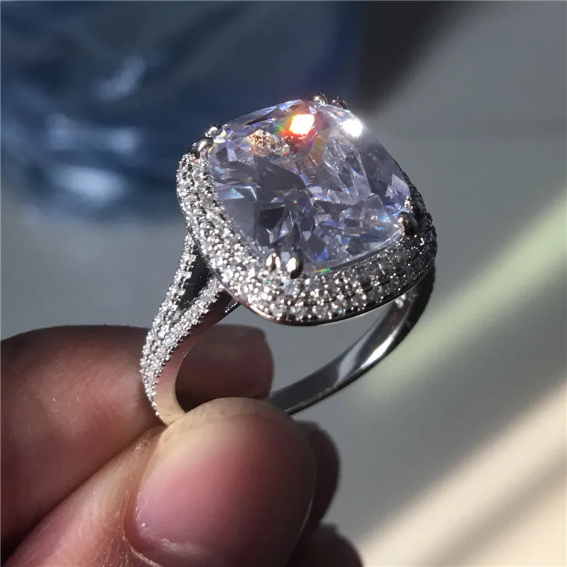Luxury 8ct Diamond Ring 925 Sterling Silver Jewelry Court Engagement Wedding band Rings for Women Bridal Party accessory 2