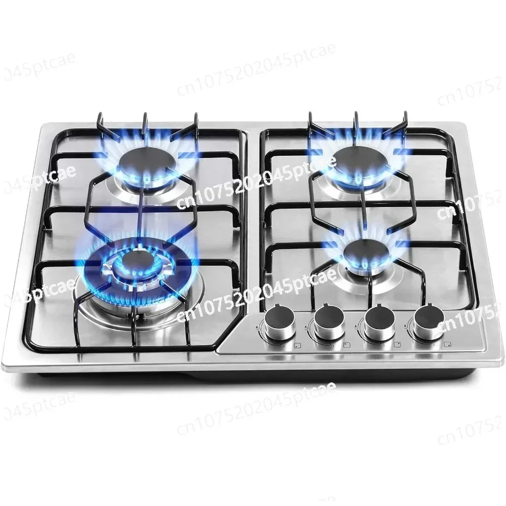 22″x20″ Built in Gas Cooktop 4 Burners Stainless Steel Stove with NG/LPG Conversion Kit Thermocouple Protection