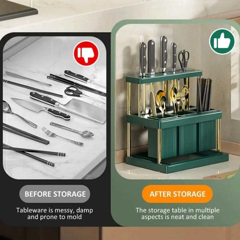 Kitchen Tabletop Storage Rack Knife Fork Chopstick Organizer Holder Exquisite Drain Basket Stand For Kitchen Utensils Tablewares