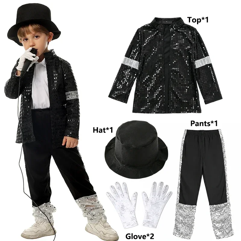 Kids 80s 90s Retro Pop Singer Costume Vintage Dance Outfit Carnival Halloween Stage Cosplay Party Wear view 5