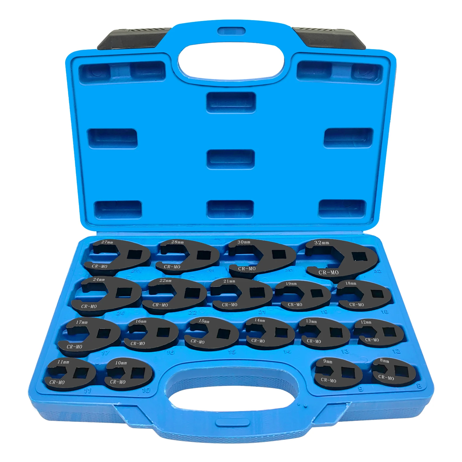 19pcs Metric Tool 8 to 32 mm Flare Nut Wrench Set 3/8\'\' and 1/2\'\' Drive Crowfoot Flare Nut Wrench Set
