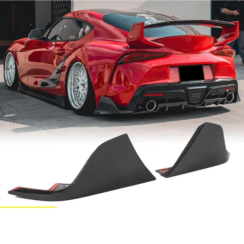 Carbon Fiber Rear Bumper Splitter Flaps Wing Aprons For Toyota Supra A90 A91 MK5 2019 UP Top Wings Black Lip Body Kit Splitter