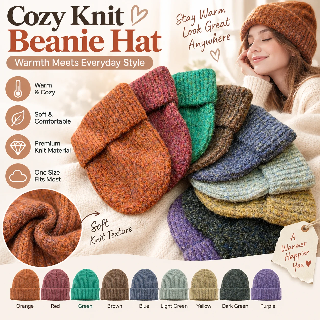 Knitted Women's Autumn and Winter Retro Hats Warm Thickeneded Ear Protection Hat Fashionable Winter Mixed Color Hat for Men