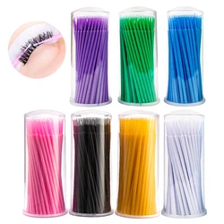 100Pcs Eyelash Cleaning Brush Lash Extension Micro Cotton Swab Individual Eyelashes Microbrush Beauty Makeup Clean Remover Tools