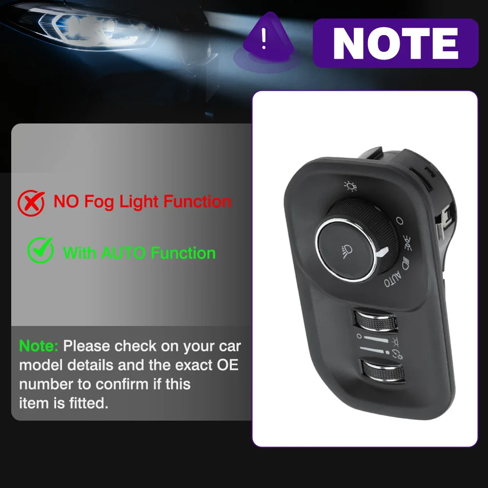 مفتاح التحكم في المصباح مع وظيفة تلقائية لـ Ram 1500 2500 3500 2019 2020 2021 2022 2023 2024 68401933AA 68401933AB