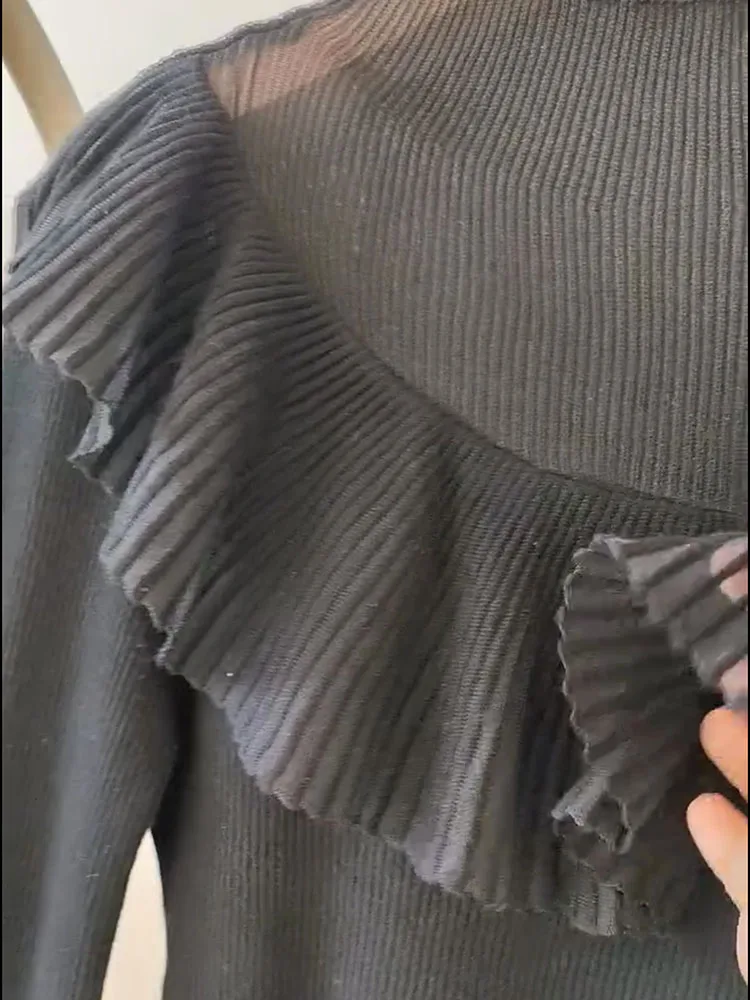 Ele gebreide trui met hoge kraag, slim fit, basis, modieus, damesachtig, voor woon-werkverkeer, normale lengte, lange mouwen