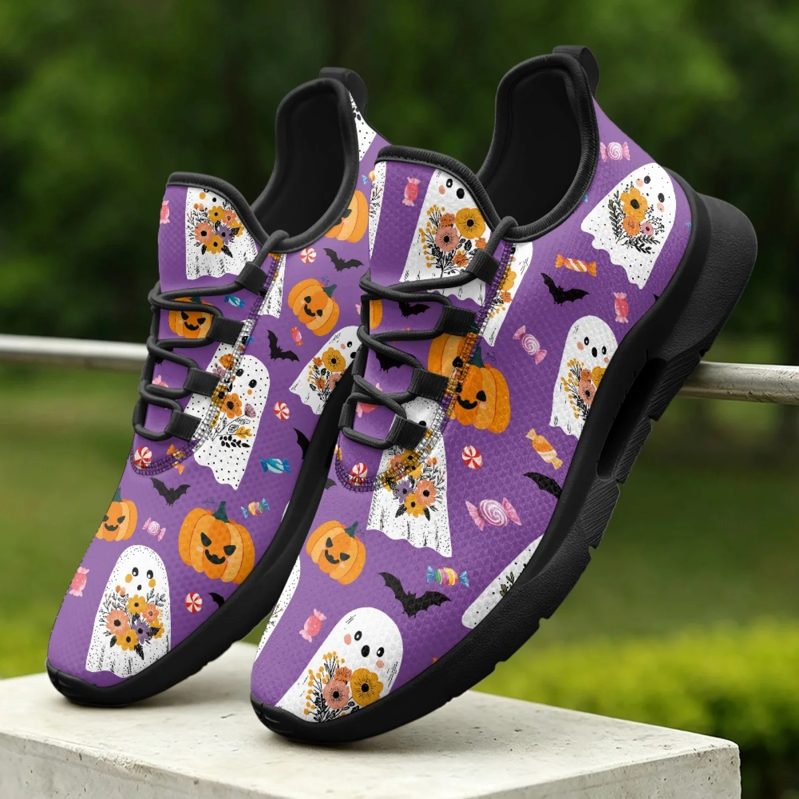 PENSTROLL Ghost Pumpkin Lightweight Mens Sneakers for Students Business Mesh & EVA Lace Up Shoes Boots Walking Shoes