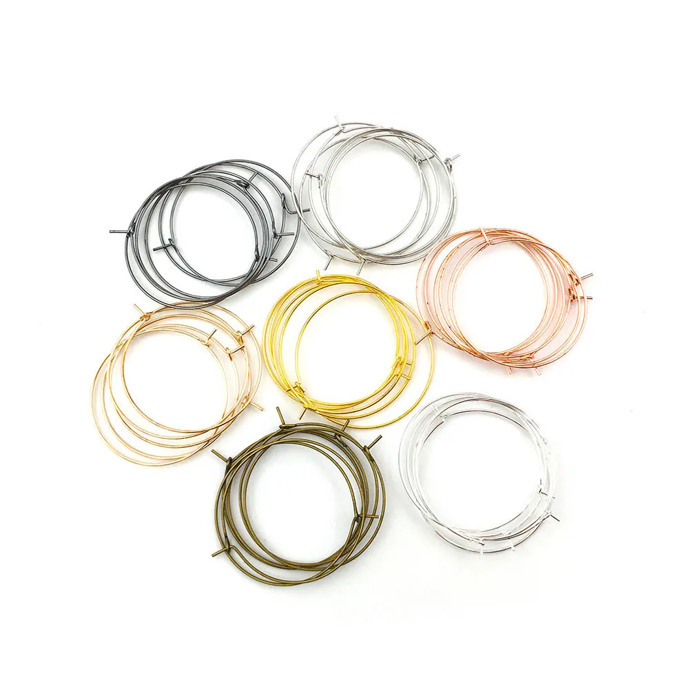 Beading Hoop Loop Brinco Base, Ear Wire, Big Circle para Fazer Jóias DIY, Charme Artesanato, 50Pcs