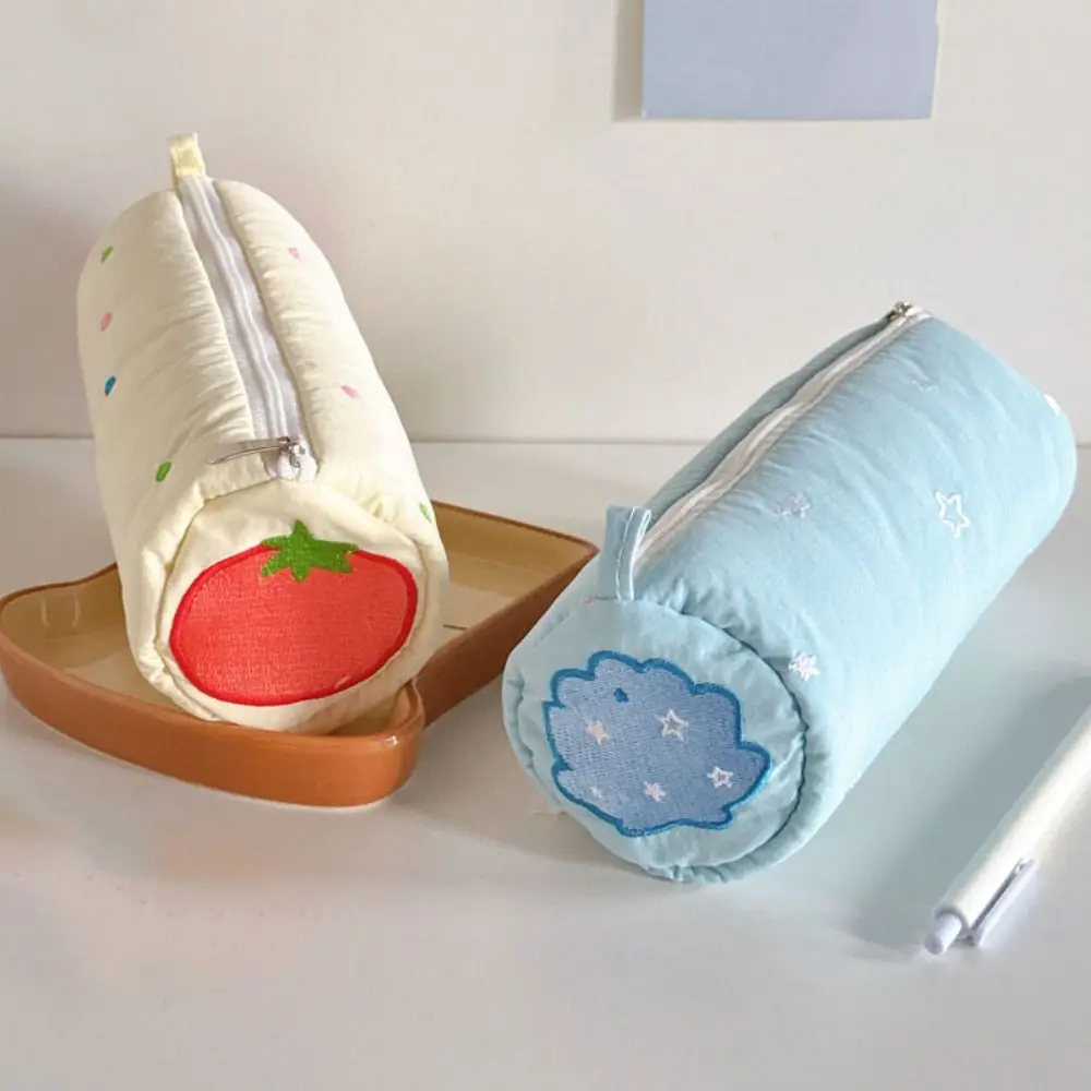 Embroidery Pencil Case Pouch Little Star Pillow Shape Makeup Lipstick Bag Stationery Single Layer Simple Pen Case