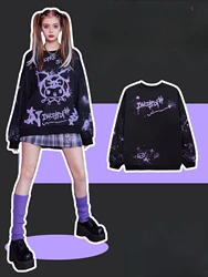 Graffiti black Kuromi Cartoon Anime periphery Men's and women's round neck pullover Autumn and Winter Couple's clothing pullover