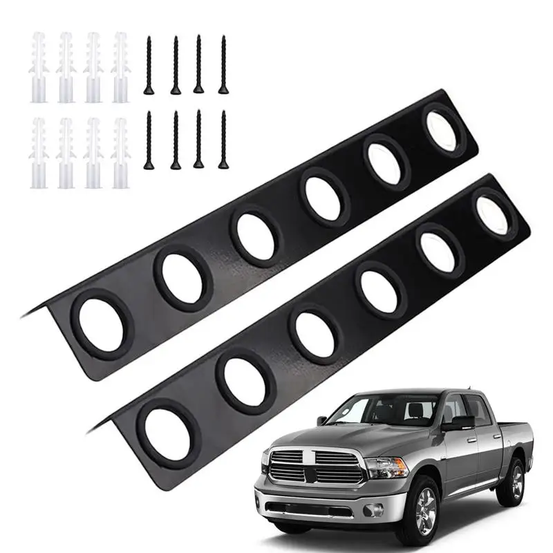 Shovel Mount For Truck Heavy Duty 6-Tool Shovel Rack 2pcs Truck Bed Shovel Mount With Rubber Grommets Mounting Hardware