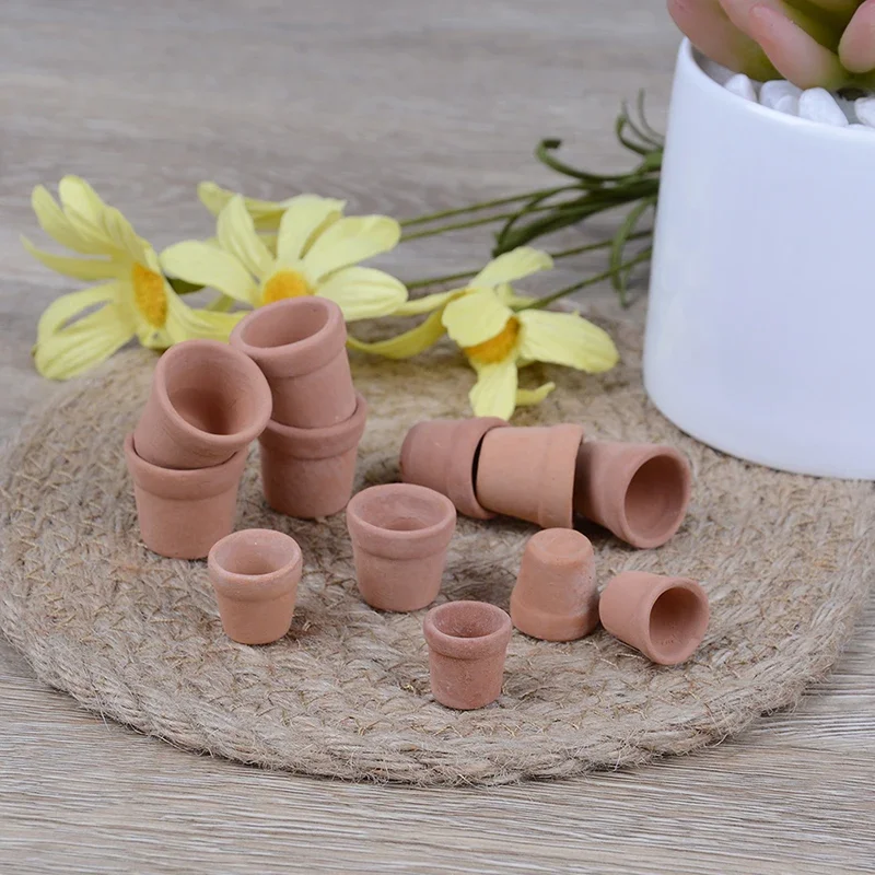 12개 인형의 집 1:12 미니어처 화분 수제 붉은 점토 화분 정원 집